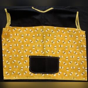 Yellow Bee Print Apron with Black Pocket